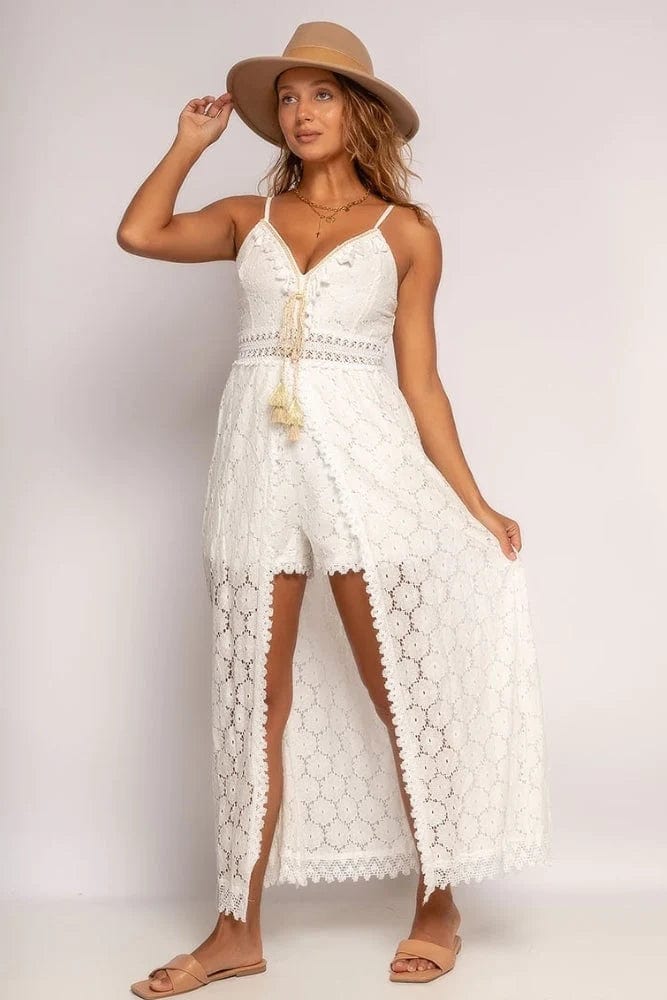 Nina Schicke Weiße Ibiza Kleid mit kurzen Ärmeln