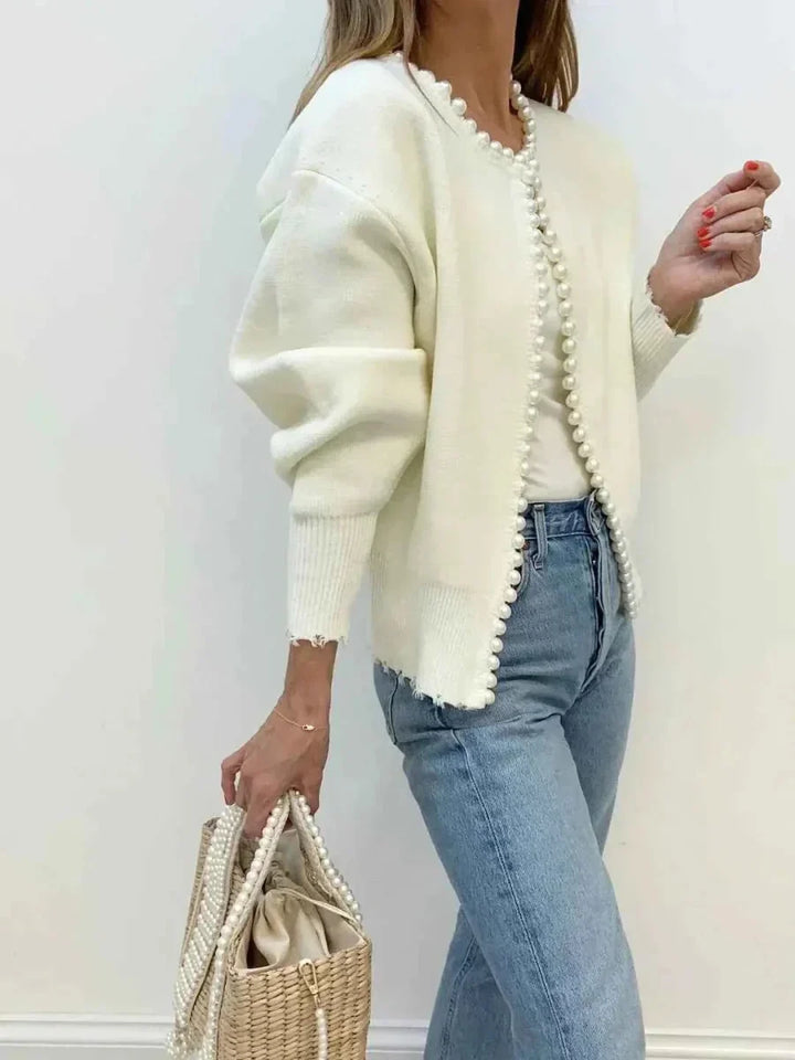 Damen Strickjacke mit Fransen, langärmelig