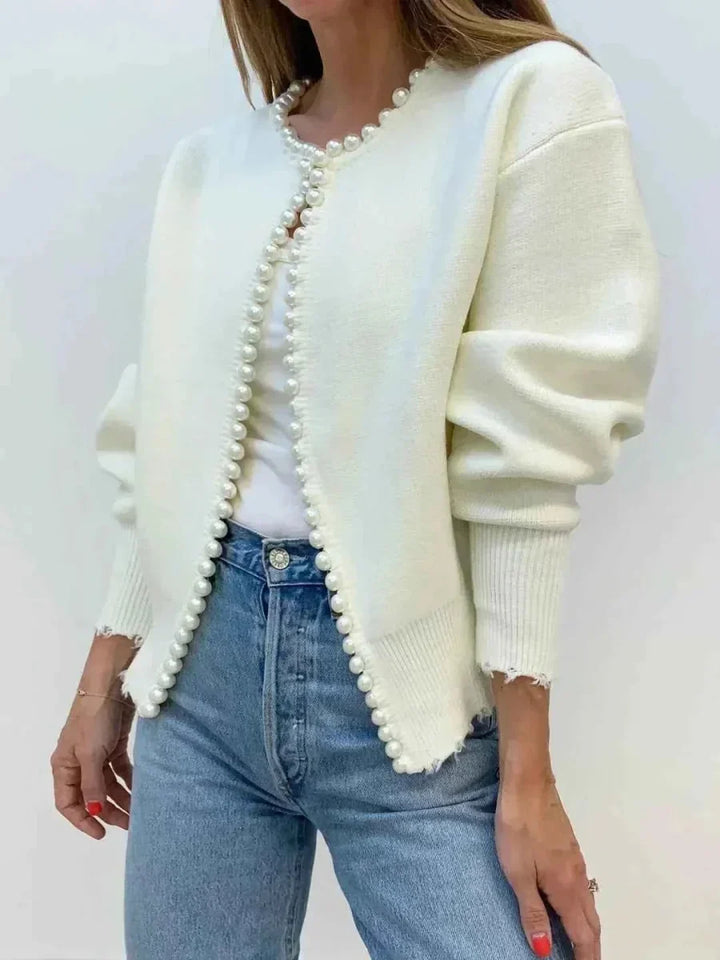 Damen Strickjacke mit Fransen, langärmelig