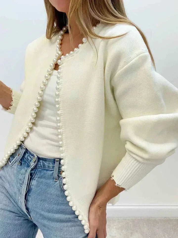 Damen Strickjacke mit Fransen, langärmelig