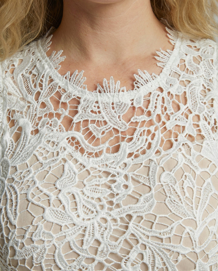 Damen Ärmelloses Spitzen-Maxikleid mit Rundhalsausschnitt