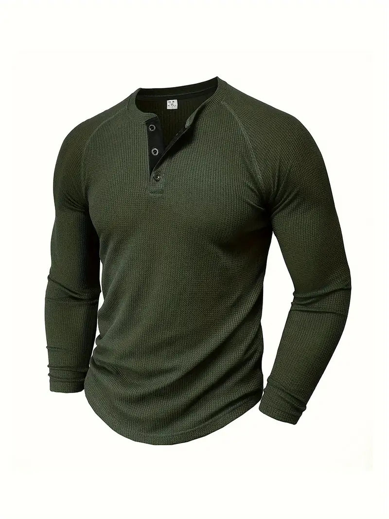 Chad | Herren Henley-Shirt mit Rundhalsausschnitt und langen Ärmeln