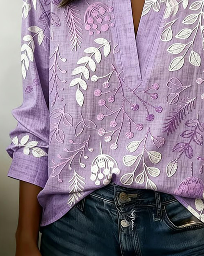 Eleni | Bluse für Damen mit hohem Hals und floralem Druck