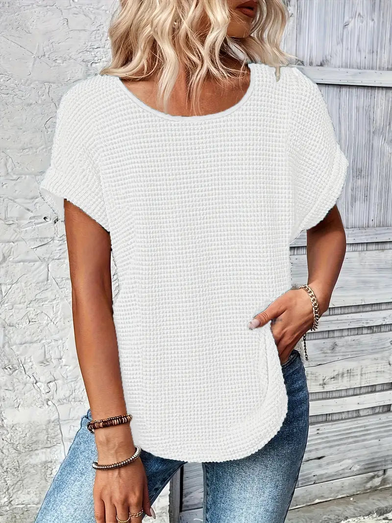 Oliv | Bequemes Rundhals-T-Shirt mit Rundhalsausschnitt