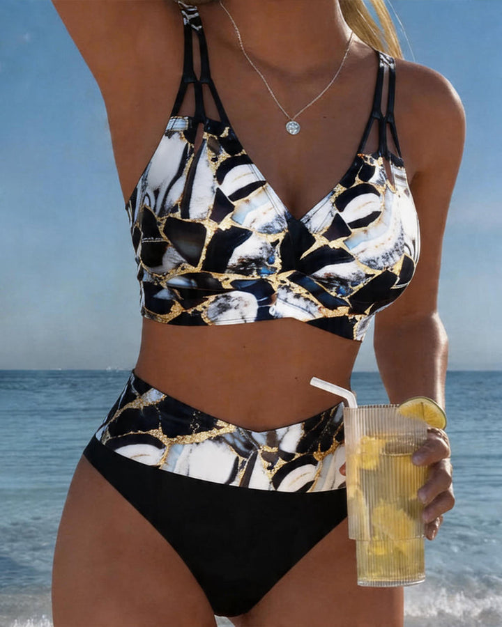 Luna | Damen V-Ausschnitt Strap Bikini mit Bindung