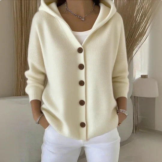 Teri | Damen Cardigan mit langen Ärmeln und Kapuze