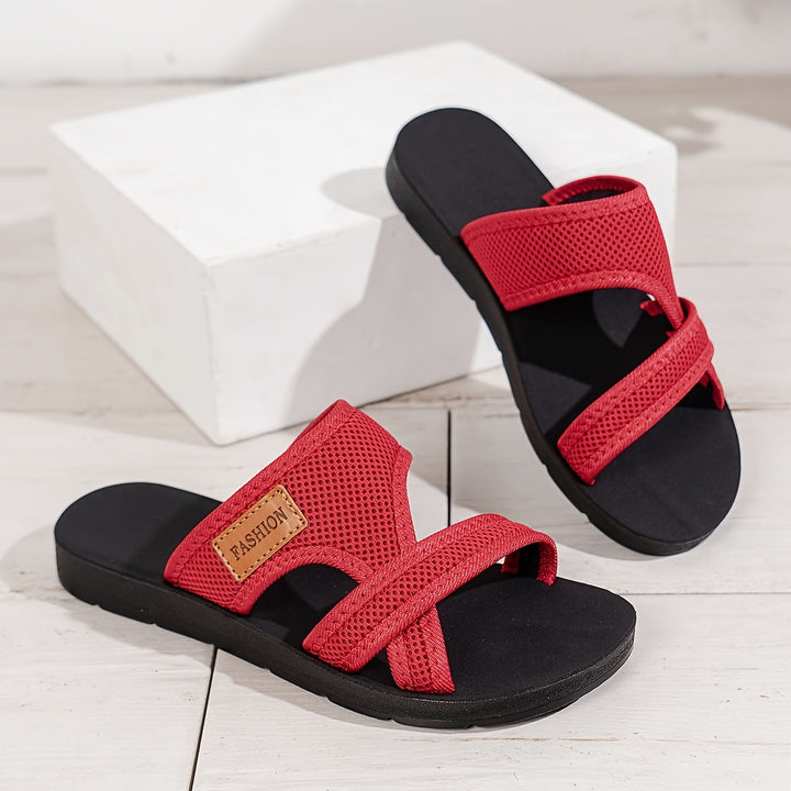 Gaia | Atmungsaktive Mesh-Slidesandalen für Damen mit flachem Absatz