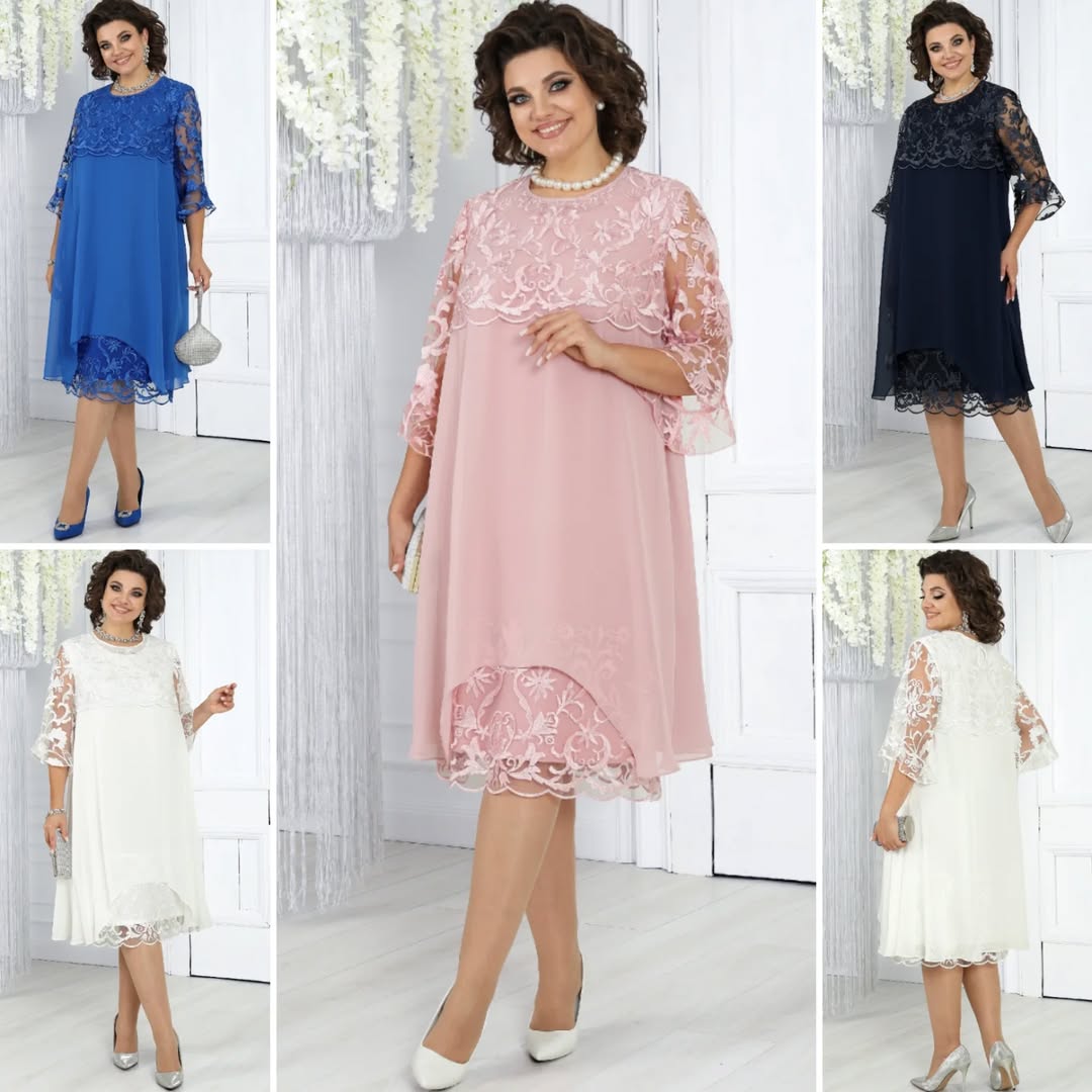 Frauen Rundhals Besticktes Patchwork Minikleid für Damen