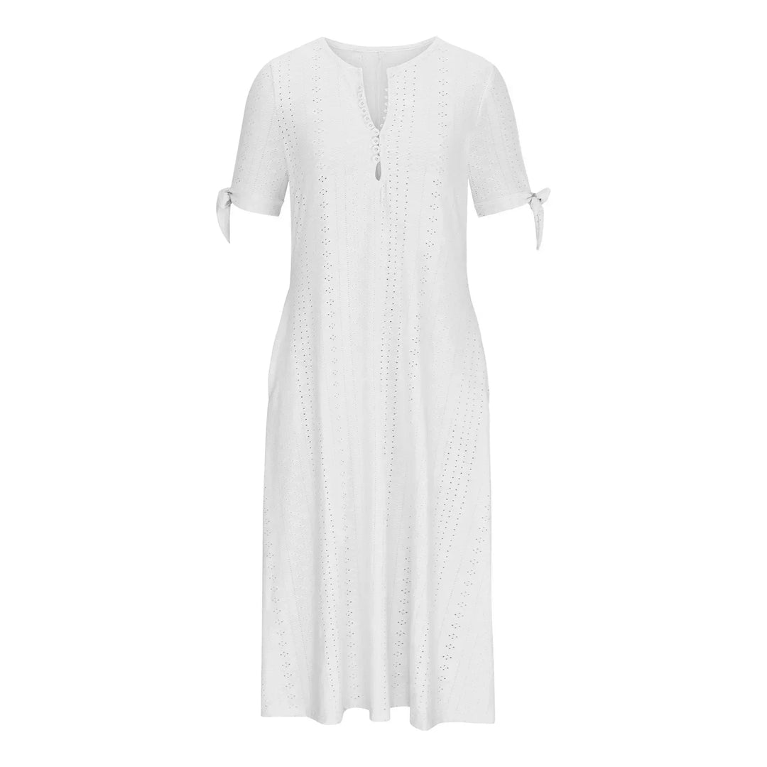 Fernie | Sweet Breeze Midikleid für Damen mit V-Ausschnitt und kurzen Ärmeln