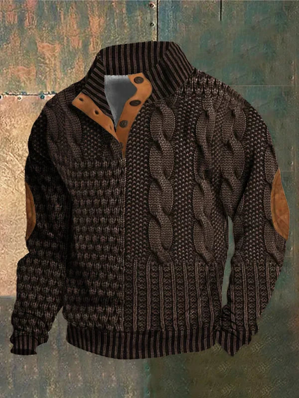 Basil | 3D-Print Pullover für Herren mit Muster und Rundhalsausschnitt