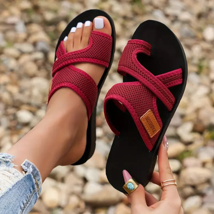 Noa | Sandalen aus Gelochtem Mesh für Damen mit flachem Absatz