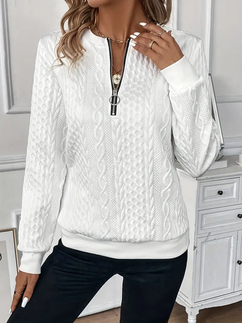 Chloe | Lässiges Sweatshirt für Damen mit Langen Ärmeln und Reißverschluss