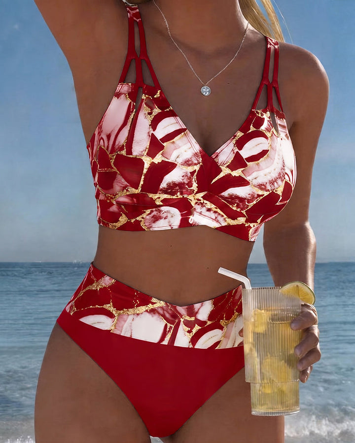 Luna | Damen V-Ausschnitt Strap Bikini mit Bindung