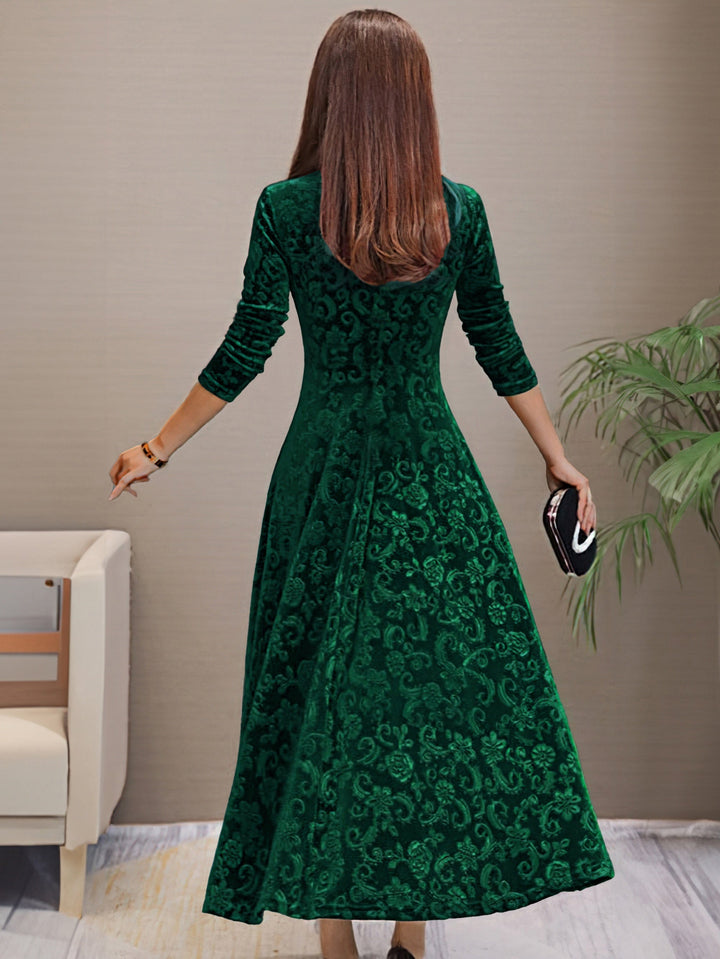 Nancy | s Feiertagskleid für Damen mit Blumenmuster und V-Ausschnitt
