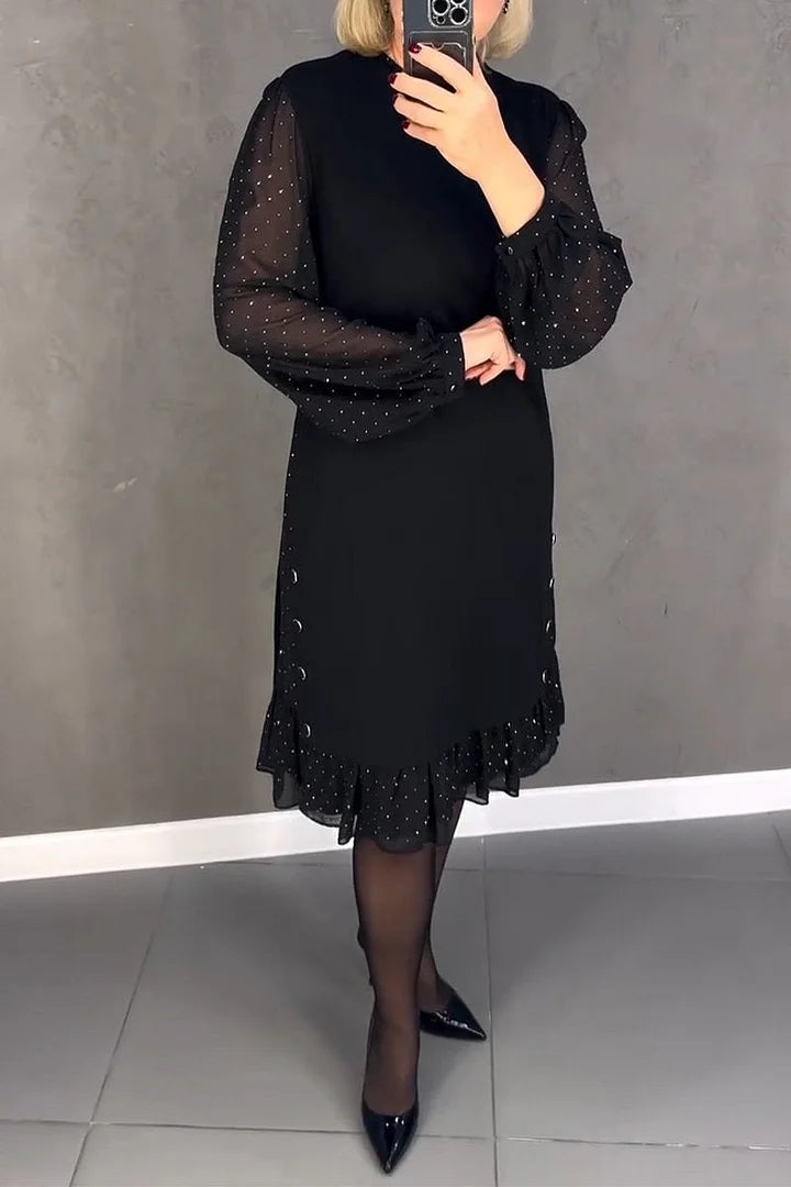 Niklas | Damen Midikleid mit Rundhalsausschnitt und Fester Farbe