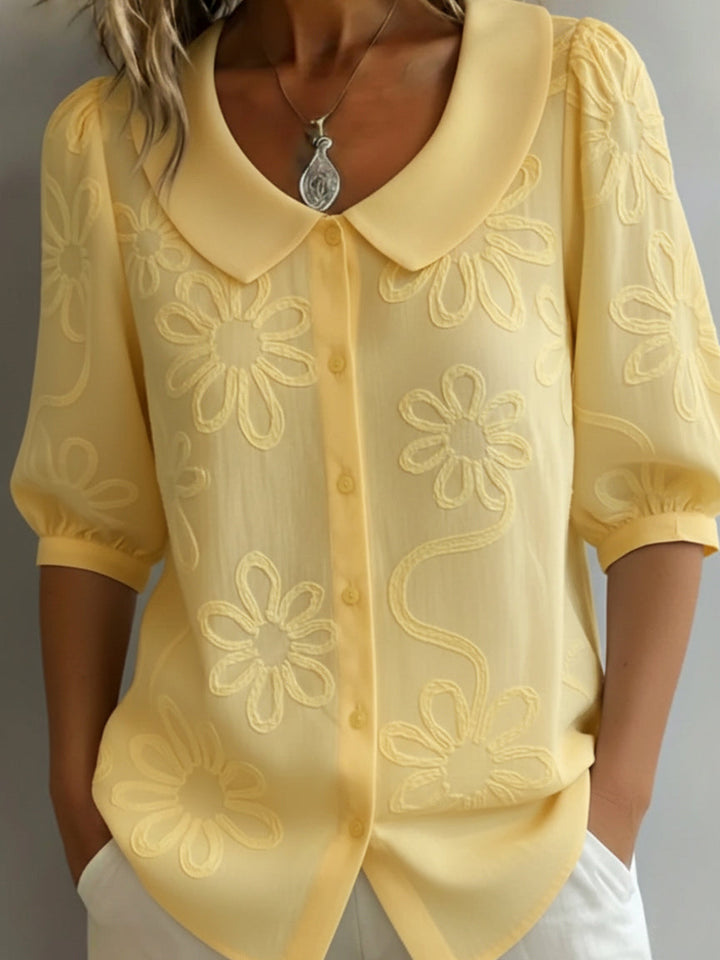 Aurélie | Leichte Bluse für Damen mit floralem Design und V-Ausschnitt