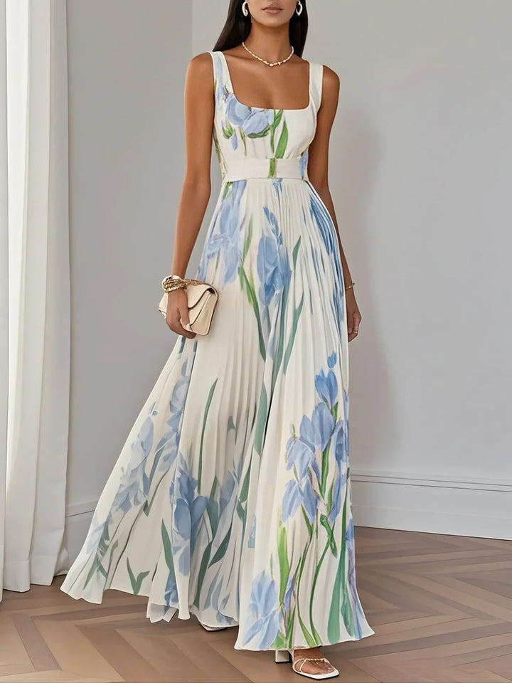 Mary | Elegantes Plissee-Maxikleid für Damen mit Blumenmuster