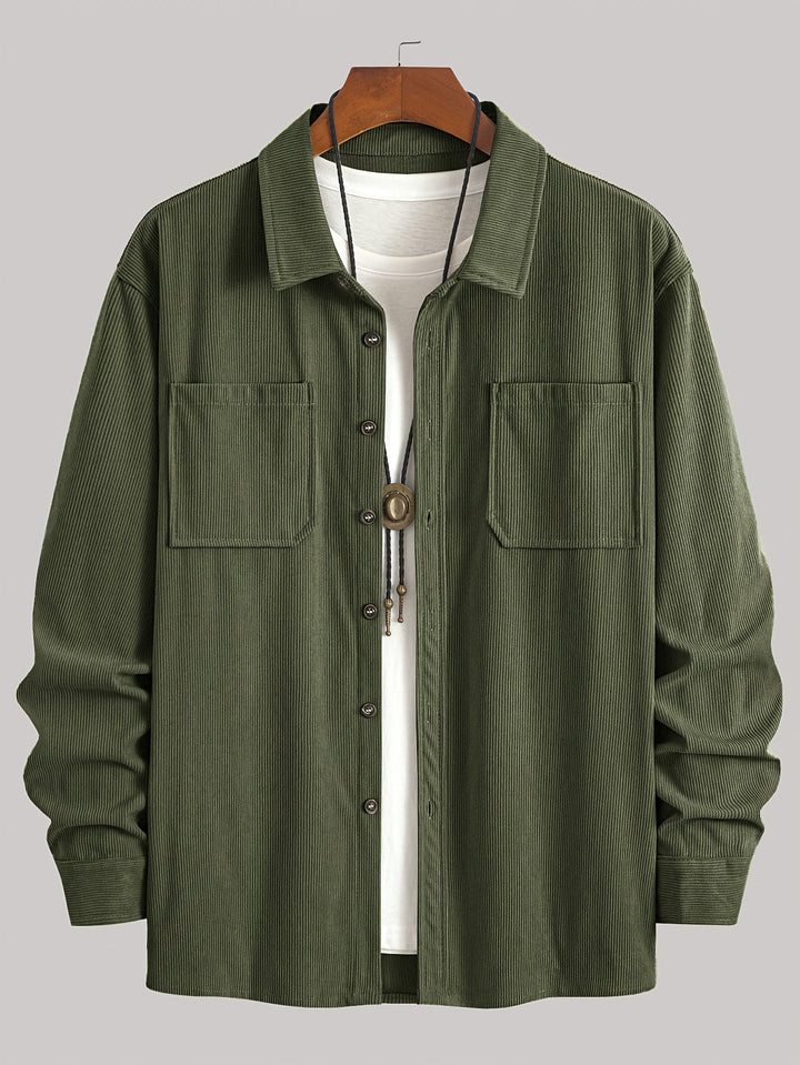 Lukas | Herren Langarm-Overshirt mit Knöpfen und Taschen