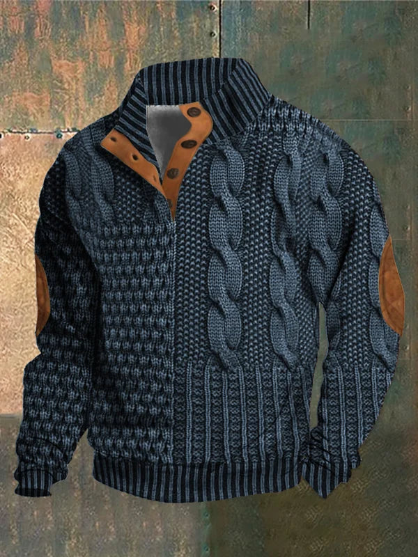 Basil | 3D-Print Pullover für Herren mit Muster und Rundhalsausschnitt