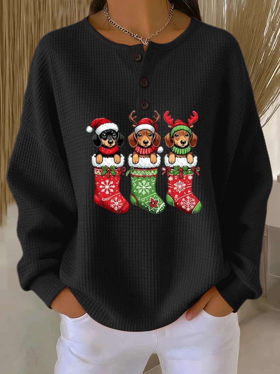 Grethe | Vintage Weihnachtspullover für Damen mit Hundemotiv