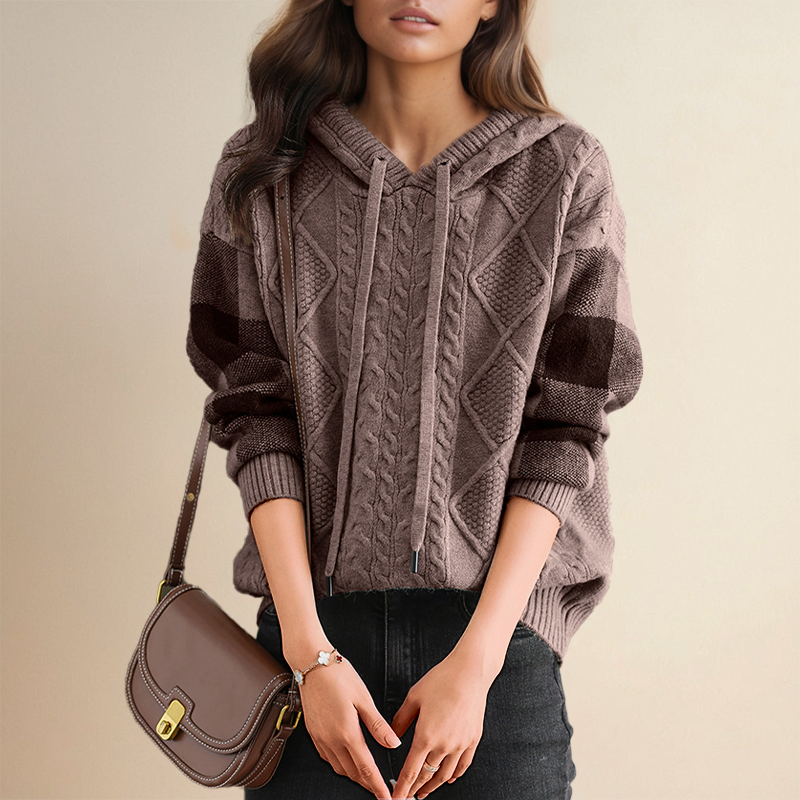 Fabiola | Jacquard-Kapuzenpullover für Damen mit langen Ärmeln