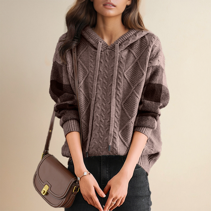 Fabiola | Jacquard-Kapuzenpullover für Damen mit langen Ärmeln