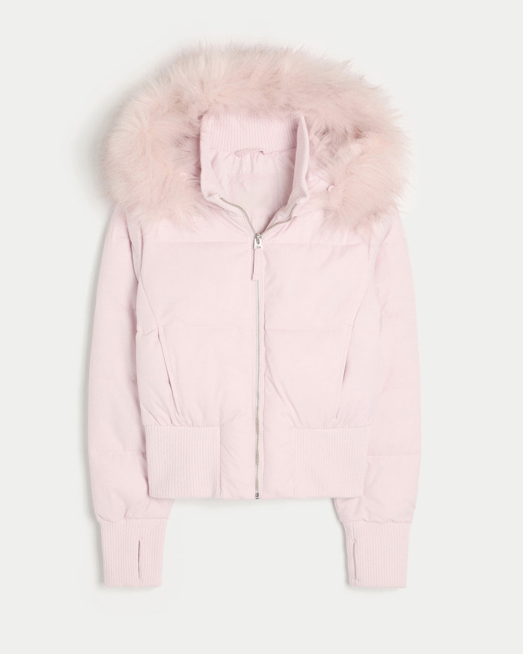 Damen Langarm Cropped Pufferjacke mit Kapuze