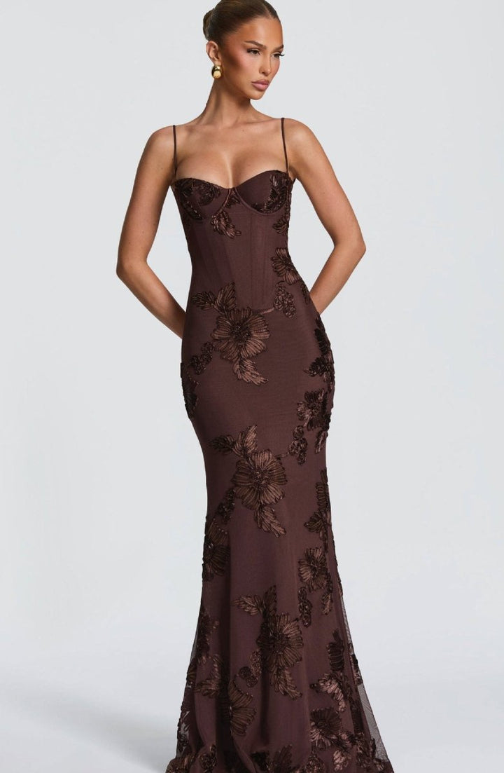 Damen Maxikleid, Schnürung