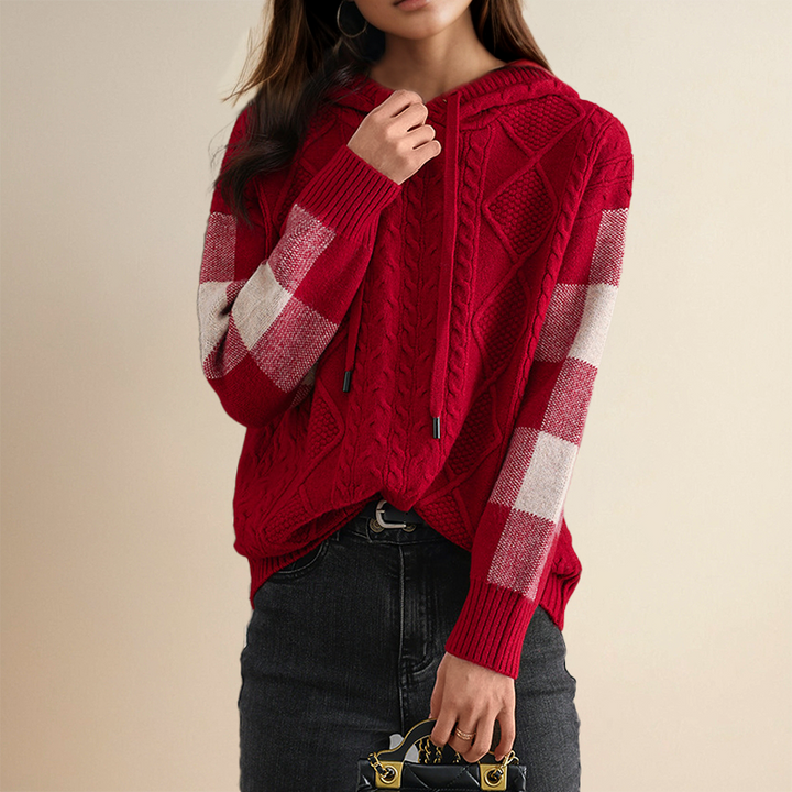 Fabiola | Jacquard-Kapuzenpullover für Damen mit langen Ärmeln