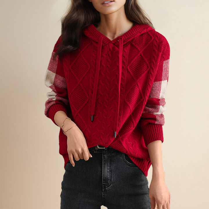 Fabiola | Jacquard-Kapuzenpullover für Damen mit langen Ärmeln