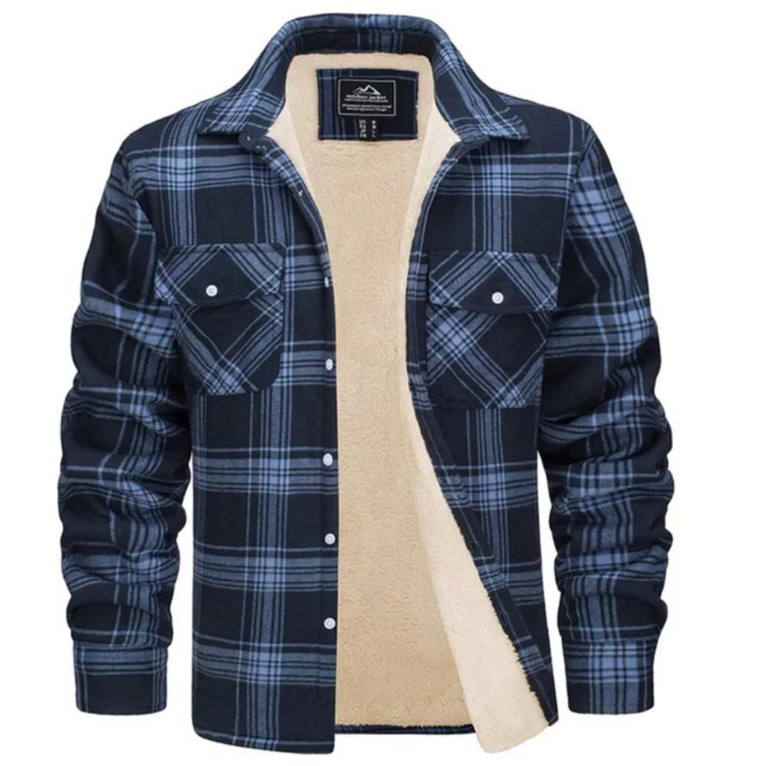 Leon | Herren Karo Jacke mit Taschen und Knöpfen
