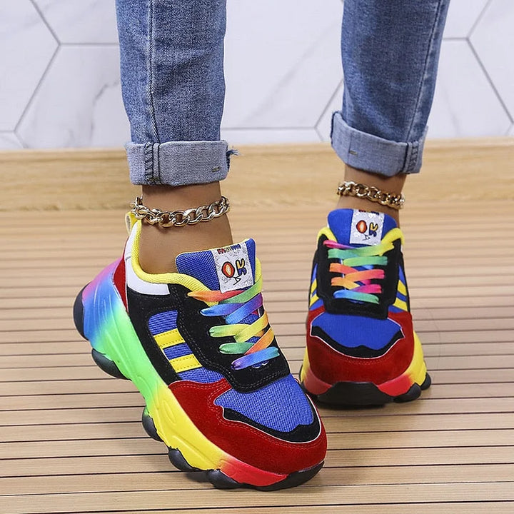Isolina | Orthopädische Regenbogenschuhe mit flachem Absatz