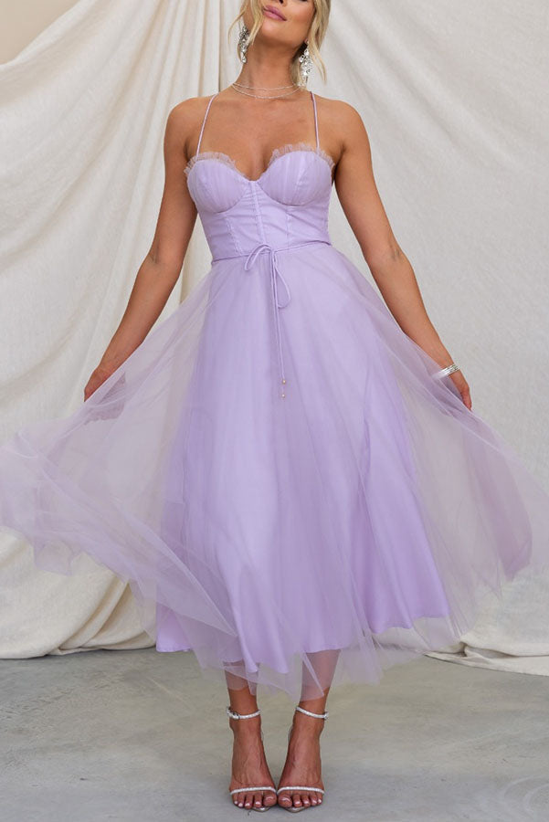 Modernes Prinzessinnen-Maxikleid für Damen mit Trägern für besondere Anlässe