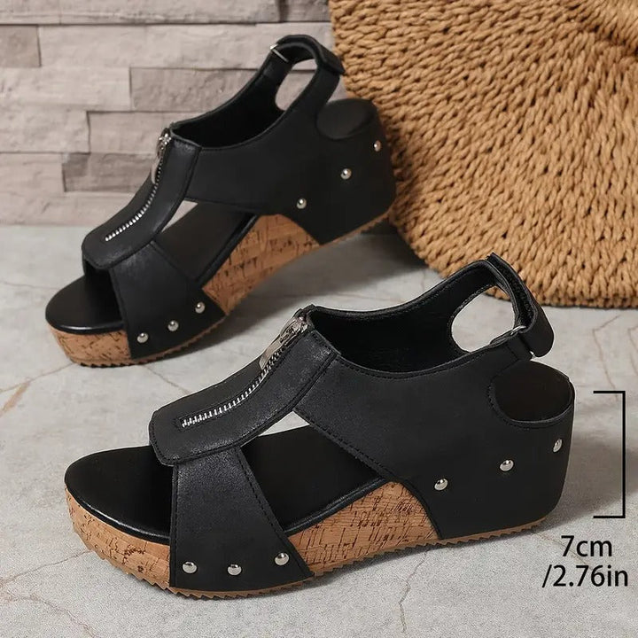 Camila | Stylische Retro Keilsandalen für Damen mit mittelhohem Absatz