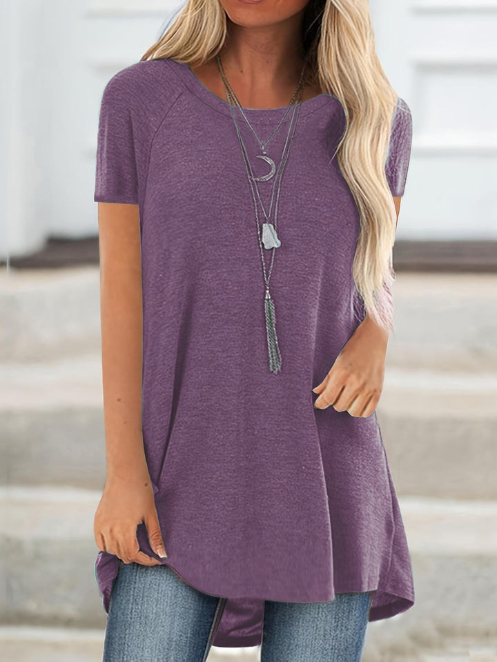 Faye | Lässiges Longline Crew Neck T-Shirt für Damen mit Rundhalsausschnitt