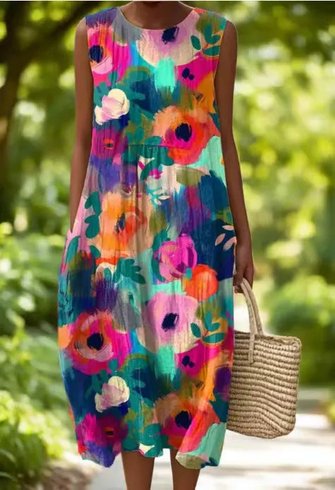 Callie | Ärmelloses und Midikleid für Damen mit Blumenmuster