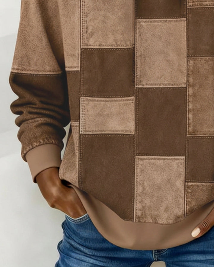 Schicker Langarm-Karierten Hoodie für Damen mit Kapuze