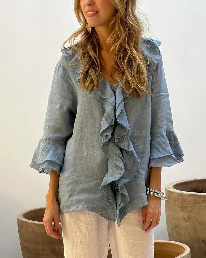 Cherry | Stylische Rüschbluse mit langen Ärmeln