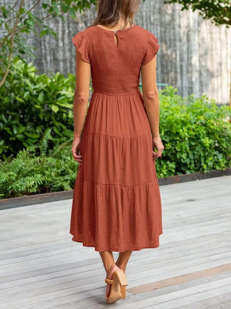 MEGHAN | Elegantes Kleid mit Bauchbedeckung und langen Ärmeln