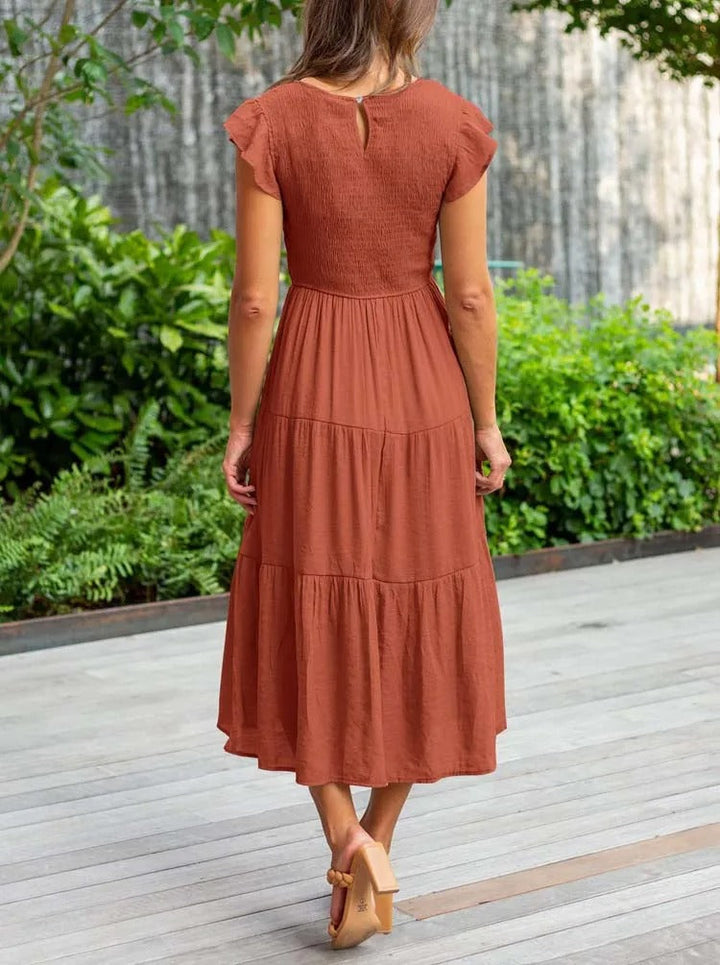 MEGHAN | Elegantes Kleid mit Bauchbedeckung und langen Ärmeln