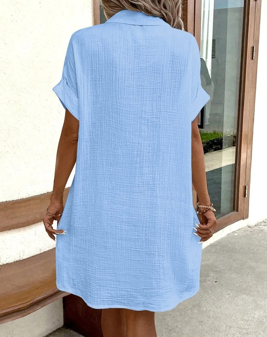 Fenna | Mühelose Knopfkleid für Damen mit kurzen Ärmeln