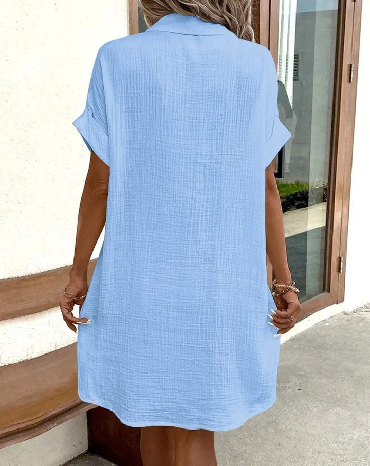 Fenna | Mühelose Knopfkleid für Damen mit kurzen Ärmeln