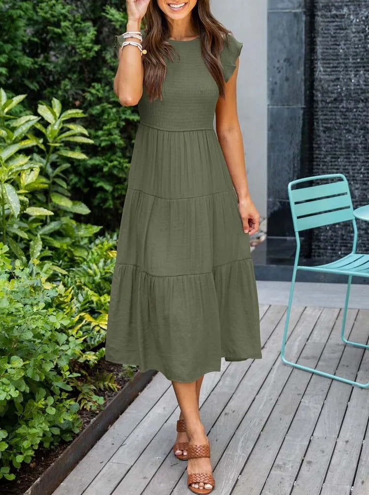 MEGHAN | Elegantes Kleid mit Bauchbedeckung und langen Ärmeln