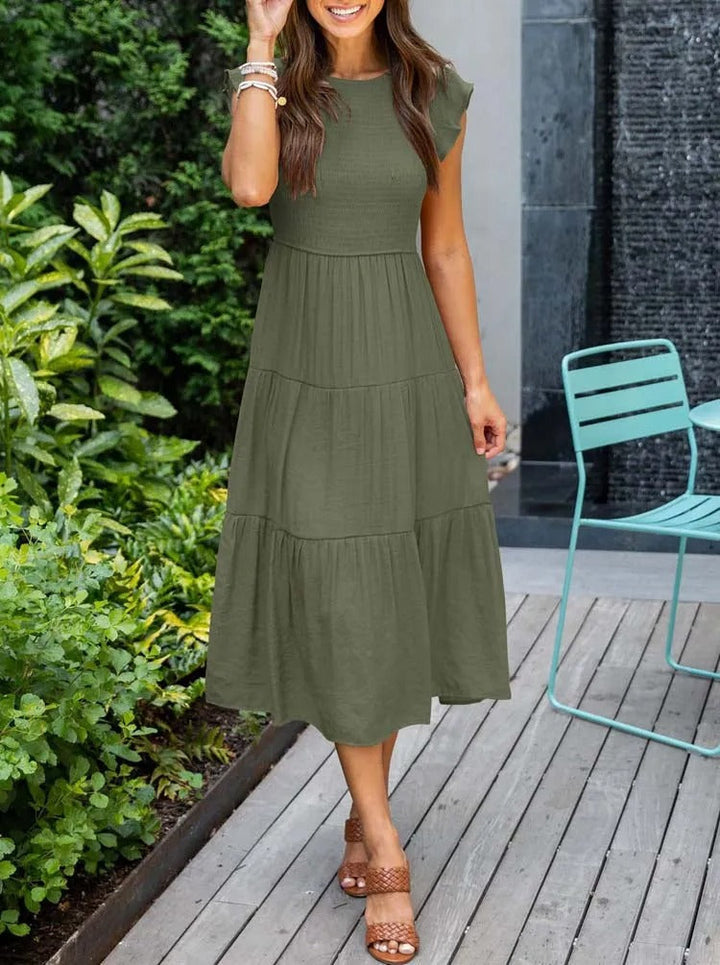 MEGHAN | Elegantes Kleid mit Bauchbedeckung und langen Ärmeln