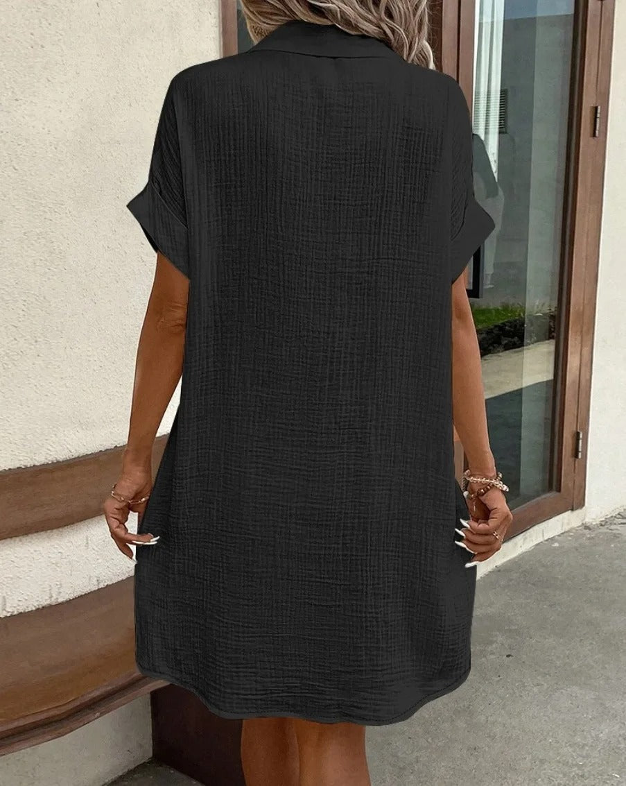Fenna | Mühelose Knopfkleid für Damen mit kurzen Ärmeln