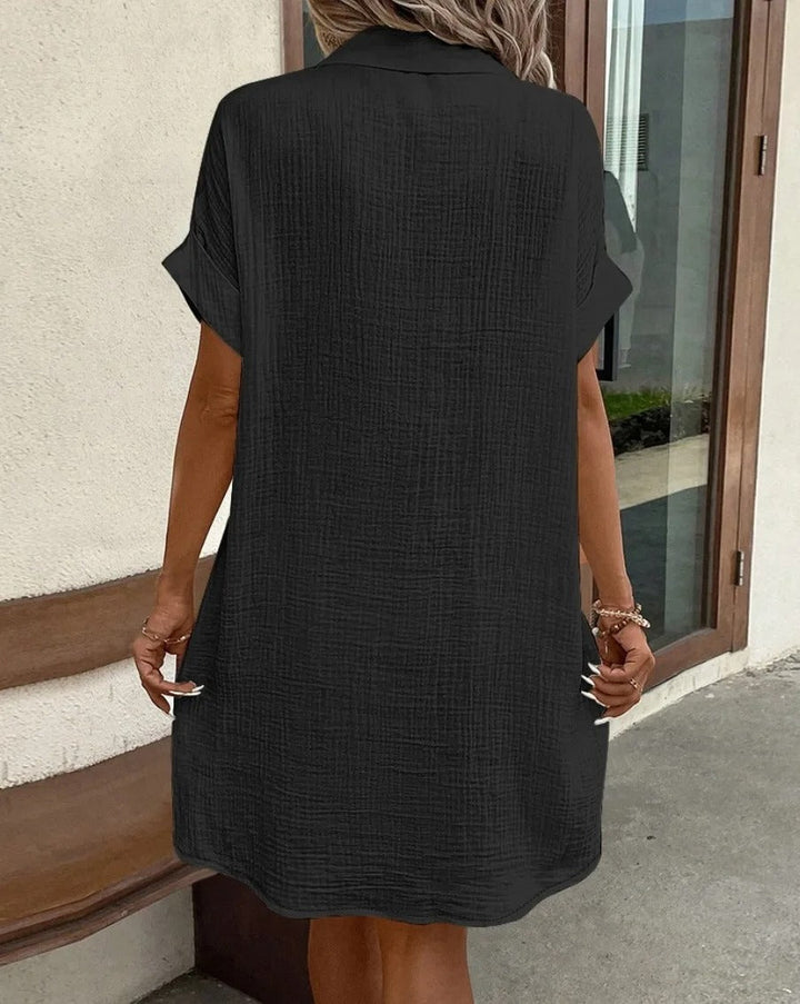 Fenna | Mühelose Knopfkleid für Damen mit kurzen Ärmeln
