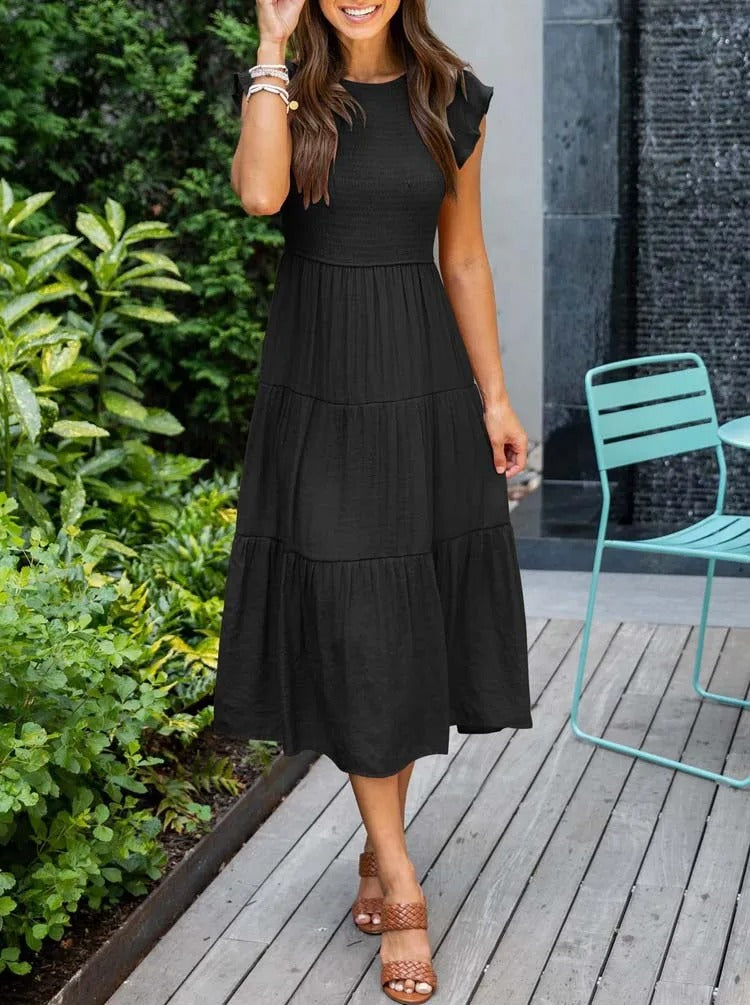 MEGHAN | Elegantes Kleid mit Bauchbedeckung und langen Ärmeln