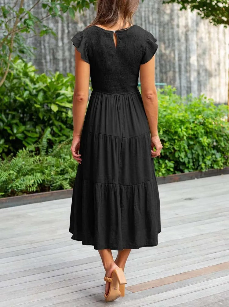 MEGHAN | Elegantes Kleid mit Bauchbedeckung und langen Ärmeln
