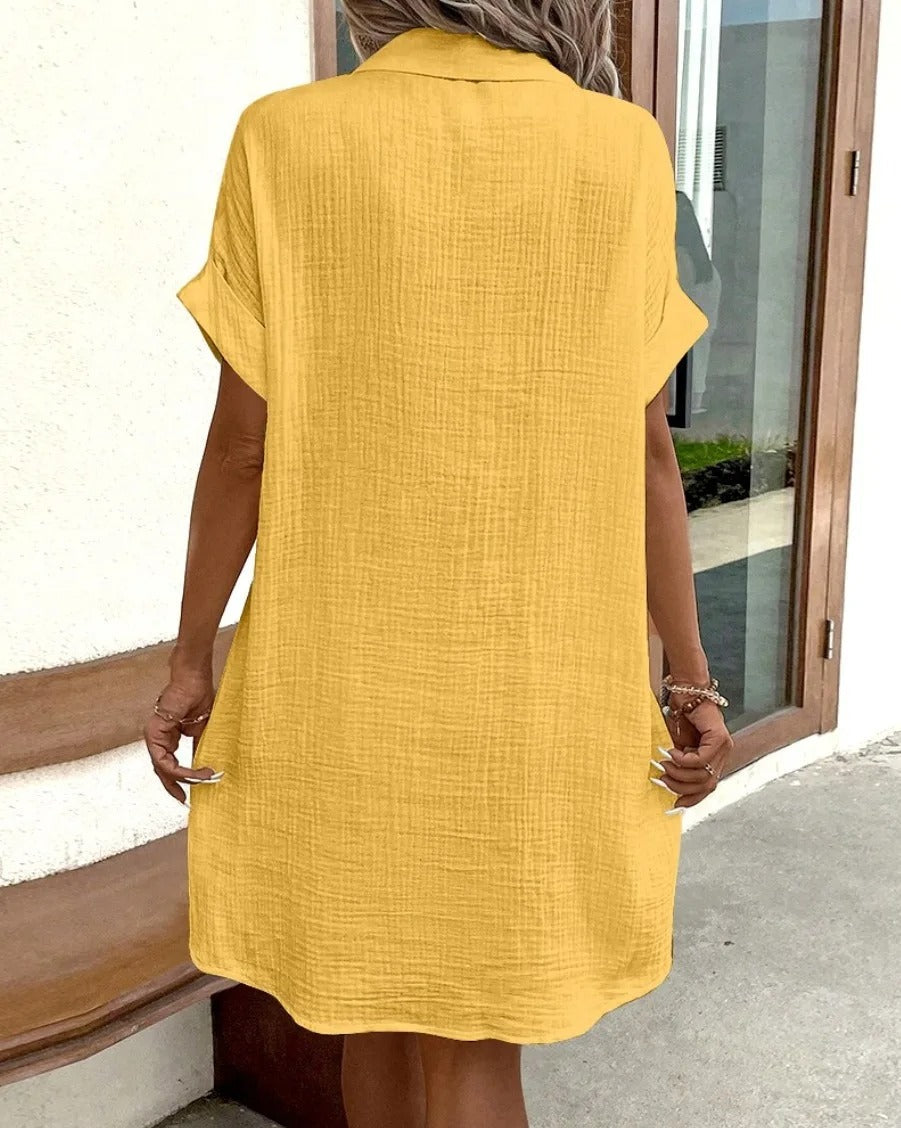 Fenna | Mühelose Knopfkleid für Damen mit kurzen Ärmeln