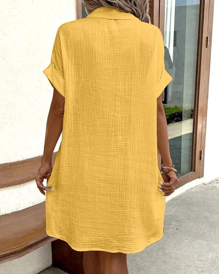 Fenna | Mühelose Knopfkleid für Damen mit kurzen Ärmeln